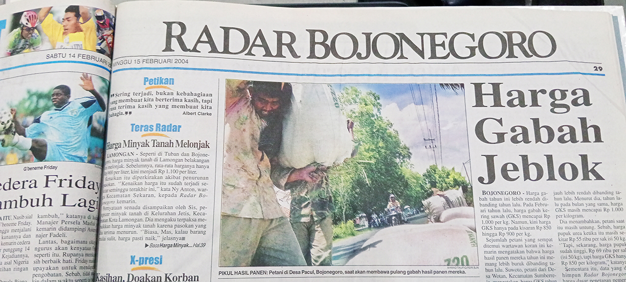 HARGA ANJLOK: Sejak 2004 silam, harga gabah saat panen raya selalu anjlok. Memasuki panen raya 2026 harus ada antisipasi anjloknya harga,