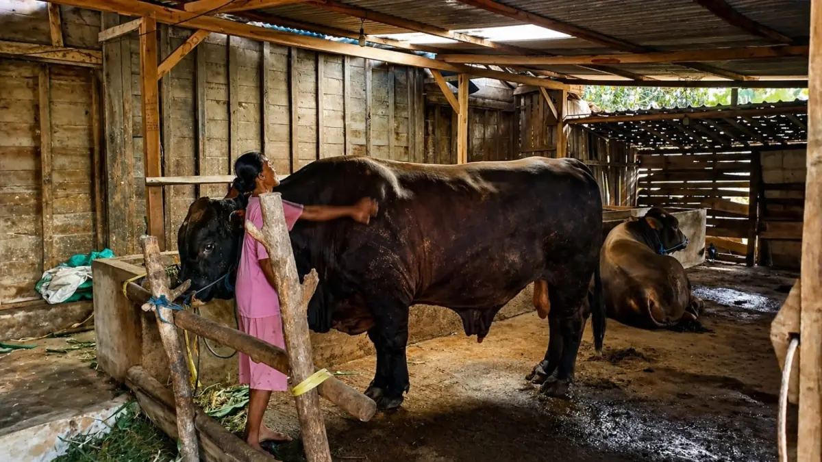 SIAP DIKURBANKAN: Sapi seberat 1,1 ton di Blora yang dibeli Presiden RI untuk kurban. (ACHMAD SYAEROYZI/RDR.BJN)