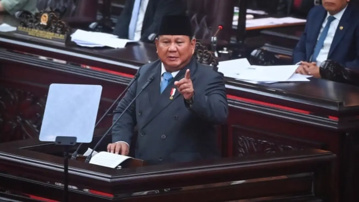 SIDANG PARIPURNA: Presiden Prabowo Subianto sampaikan pidato KEM-PPKF RAPBN 2027 di rapat sidang paripurna DPR RI, Rabu (20/5/2026).