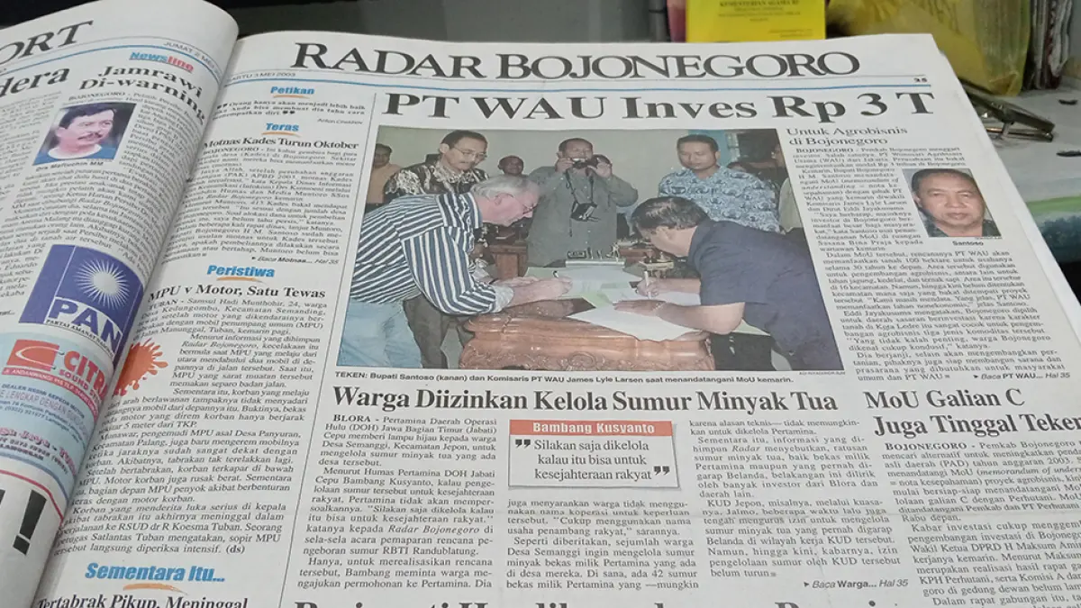 SUMUR TUA: Dokumentasi Radar Bojonegoro tentang Pertamina mengeluarkan izin warga mengelola sumur minyak tua. (ARSIP RADAR BOJONEGORO)