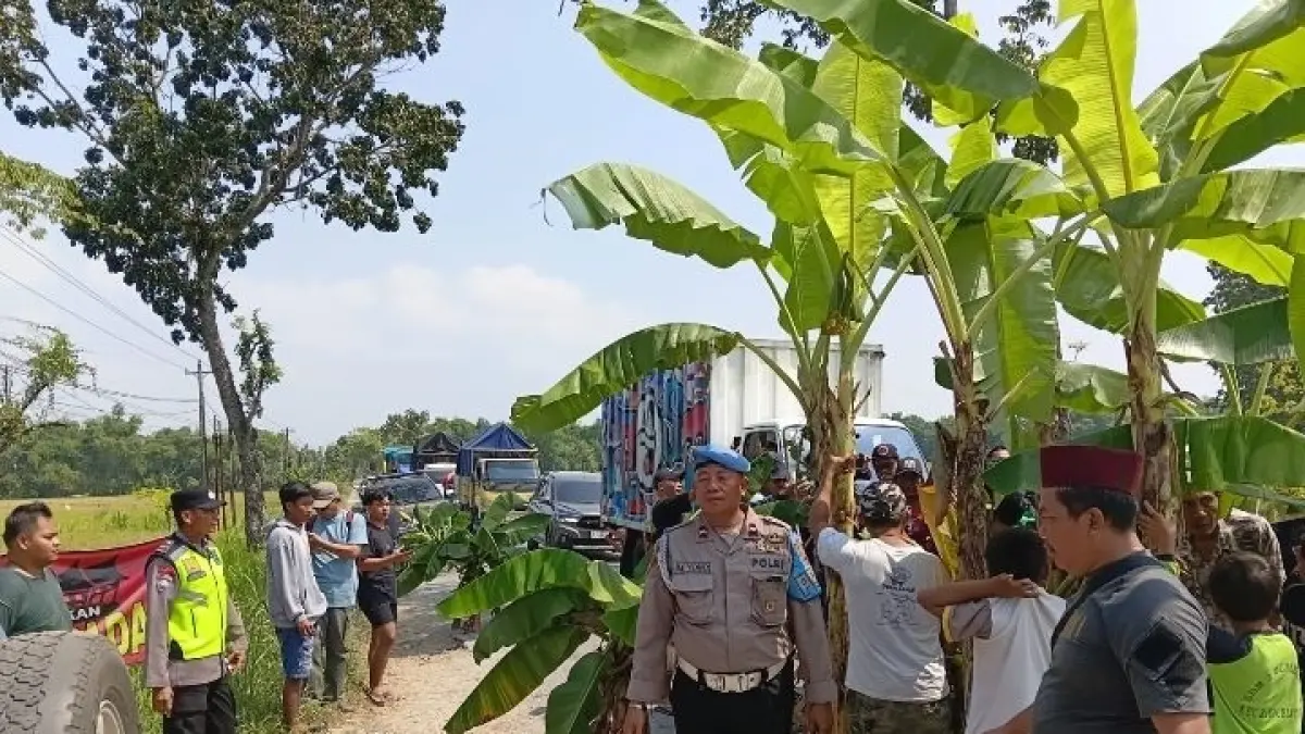 TANAM PISANG : Warga Blora Selatan Tagih Janji Perbaikan Jalan Randublatung-Cepu. (RAHUL OSCARRA DUTA/RADAR BOJONEGORO)