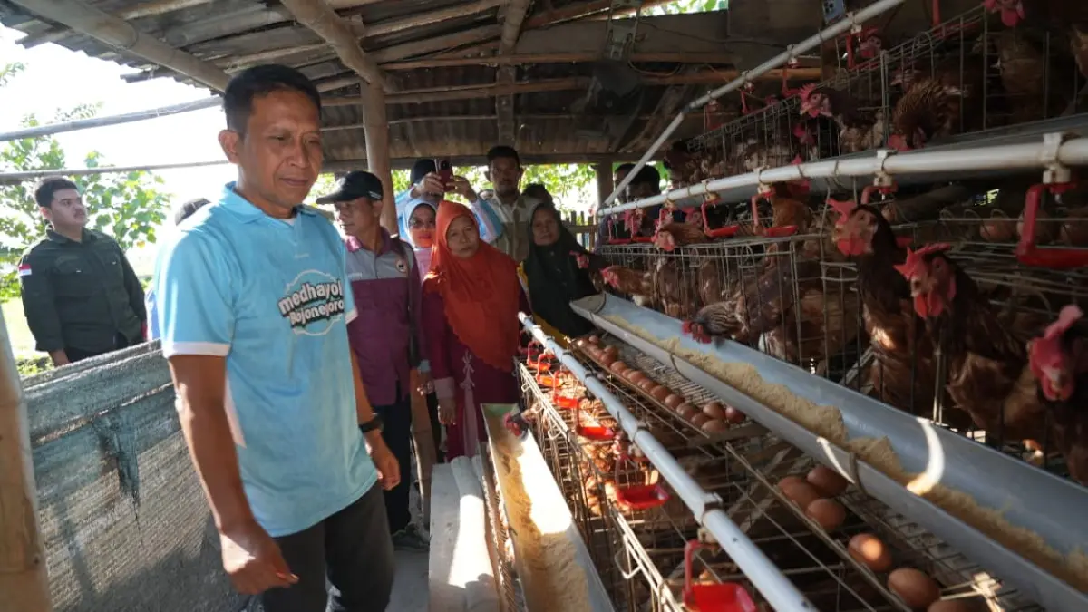 MEDHAYOH: Bupati Bojonegoro Setyo Wahono mendhayoh di Desa Ngraho, Kecamatan Gayam meninjau Program Gayatri,