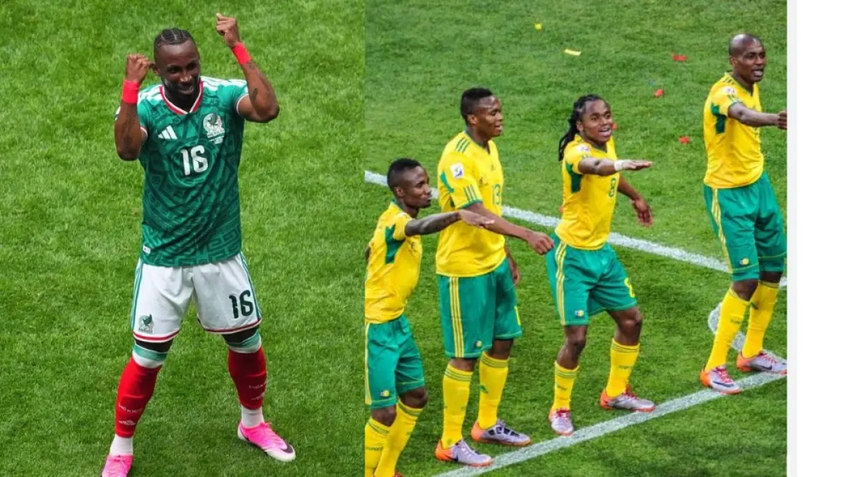 Ikonik: Tarian pemain Afrika Selatan di piala dunia edisi 2010 dibalas tarian yang sama oleh Meksiko di piala dunia edisi 2026. (INSTAGRAM) 