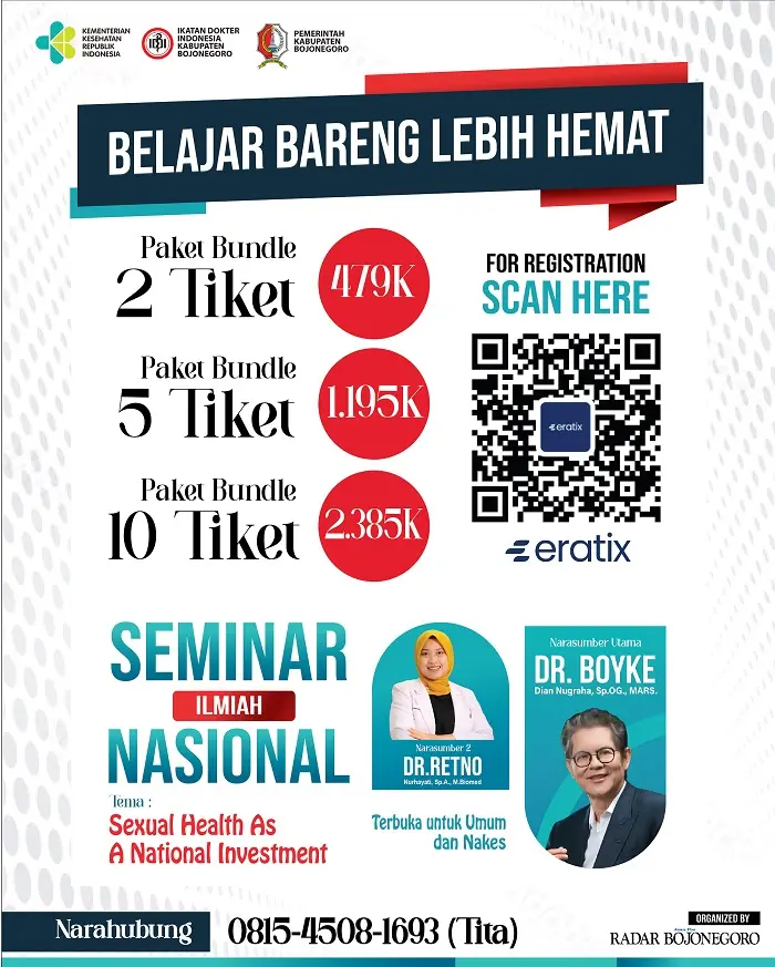 SEMINAR: Beli tiket bundling Seminar Ilmiah Nasional dengan narasumber utama dr. Boyke.