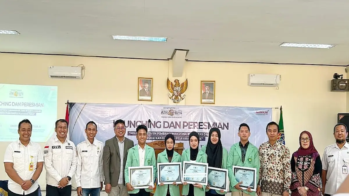 Membanggakan, lima mahasiswa Unugiri Bojonegoro berinovasi digital untuk mendukung pelayanan Kantor Pertanahan (ATR/BPN) Kabupaten Bojonegoro. (ISTIMEWA) 
