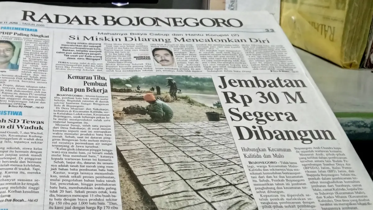 ERA SANTOSO: Pembangunan Jembatan Malo di era Bupati Bojonegoro Santoso. (DOKUMENTASI RADAR BOJONEGORO) 