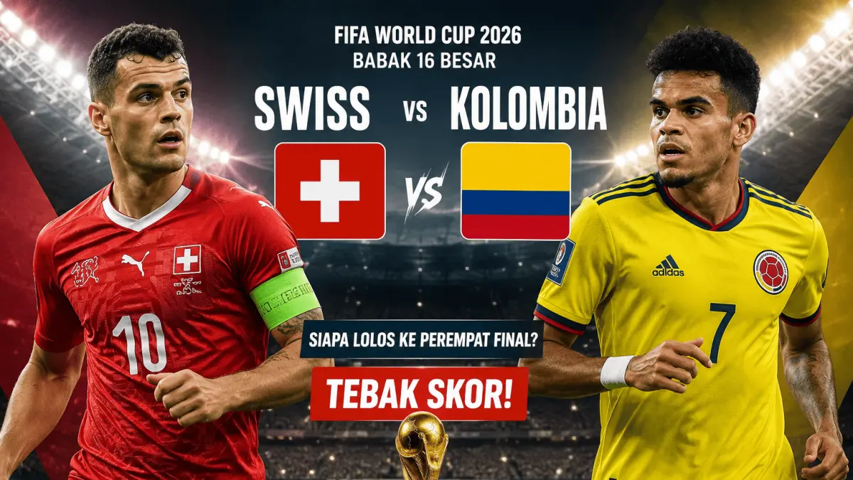 Tebak Skor Swiss vs Kolombia di 16 Besar Piala Dunia 2026: Duel Ketat, Siapa Lolos ke Perempat Final? (AI/ Farhan Reza Ardiansyah/ JAWAPOS RADAR bOJONEGORO)