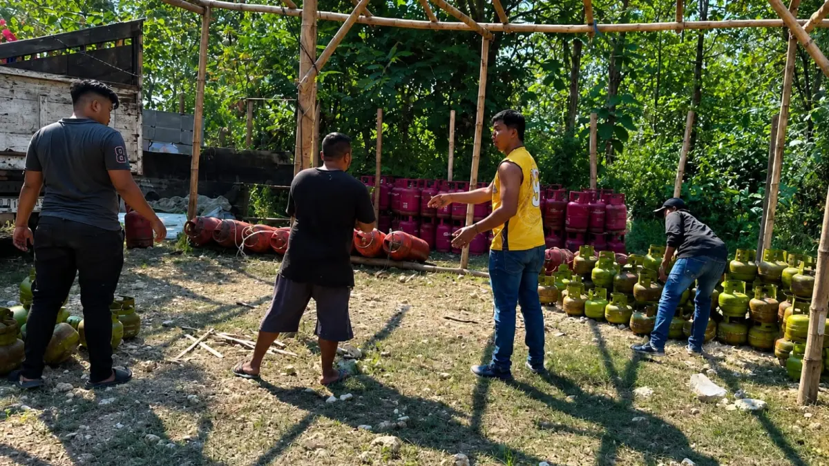 Satreskrim Polres Blora sita ratusan tabung LPG di Kecamatan Kunduran, Blora. (ACHMAD SYAEROYZI/RADAR BOJONEGORO)