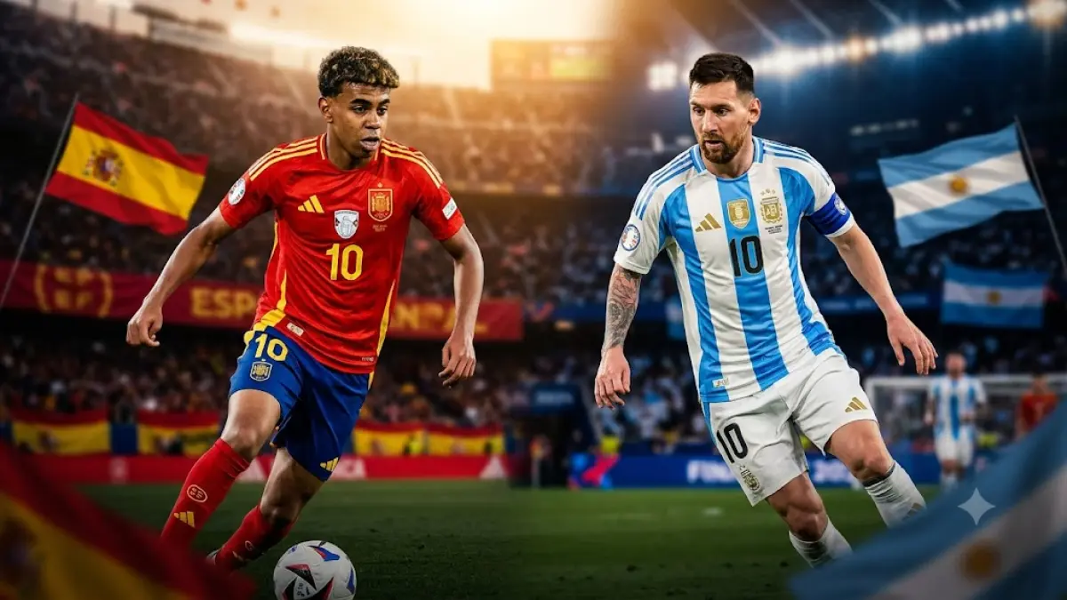 Lamine Yamal dan Lionel Messi partai final(AI/FARHAN REZA/RADAR BOJONEGORO)