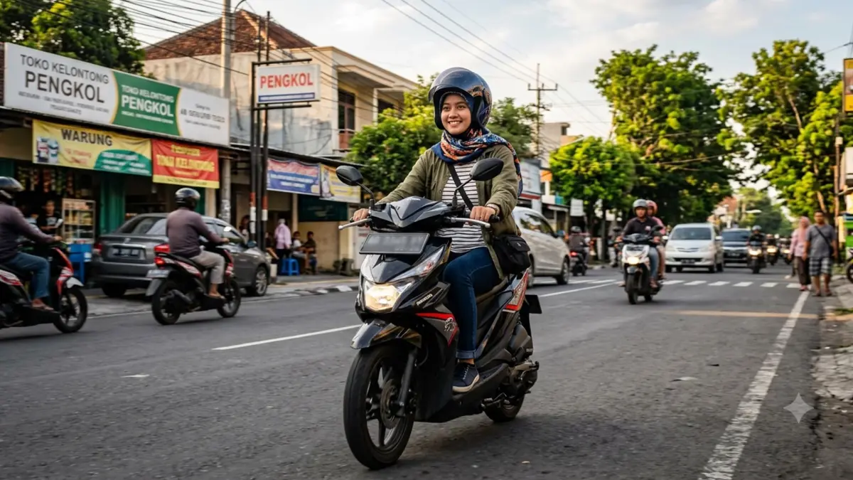 Kaum perempuan yang sering menyepelekan ganti oli untuk kesehatan motor. (AI/ANDHIKA FERIAWAN/RADAR BOJONEGORO)