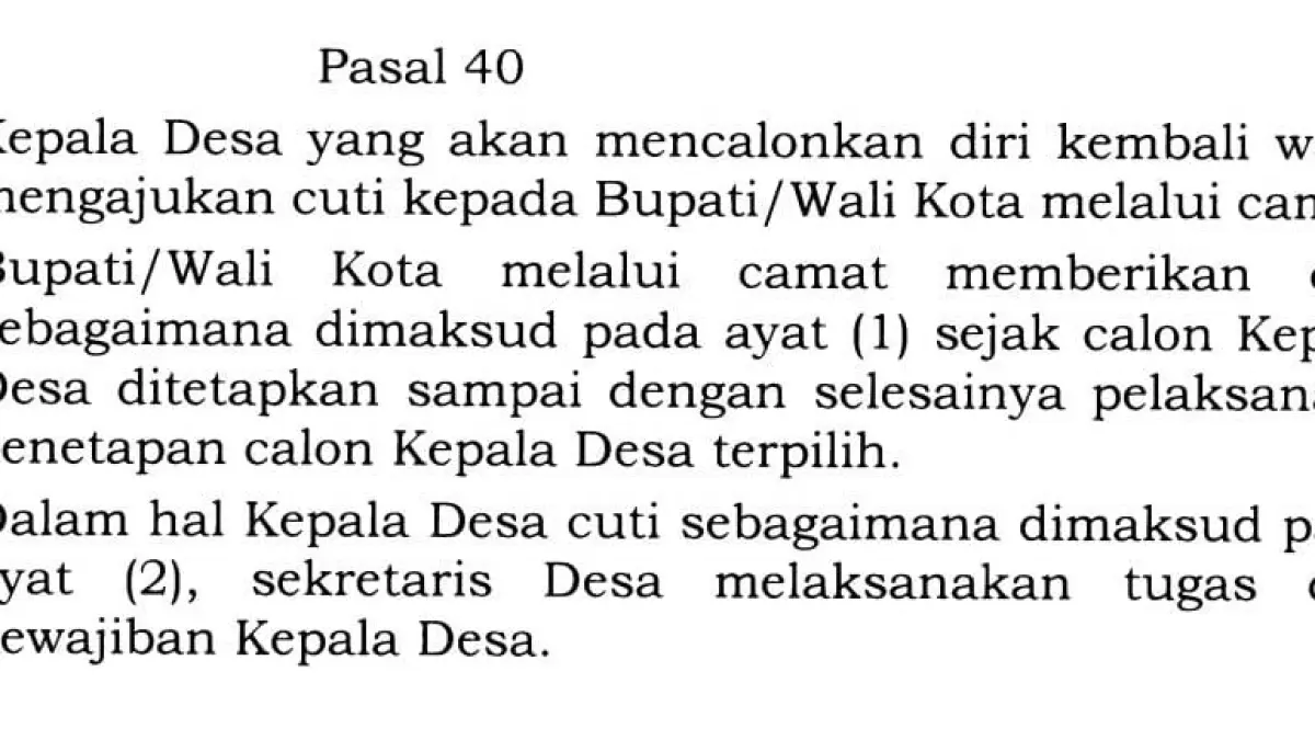WAJIB CUTI: PP 16/2026 Pasal 40 menyebutkan calon kades petahana wajib cuti. (ISTIMEWA/RADAR BOJONEGORO)