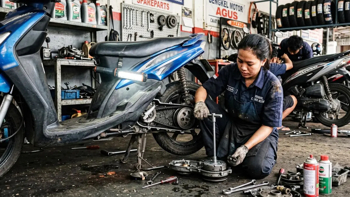 Upgrade kirian atau CVT menjadi salah satu tips untuk meningkatkan performa motor matic. (AI/ANDHIKA FERIAWAN/RADAR BOJONEGORO)