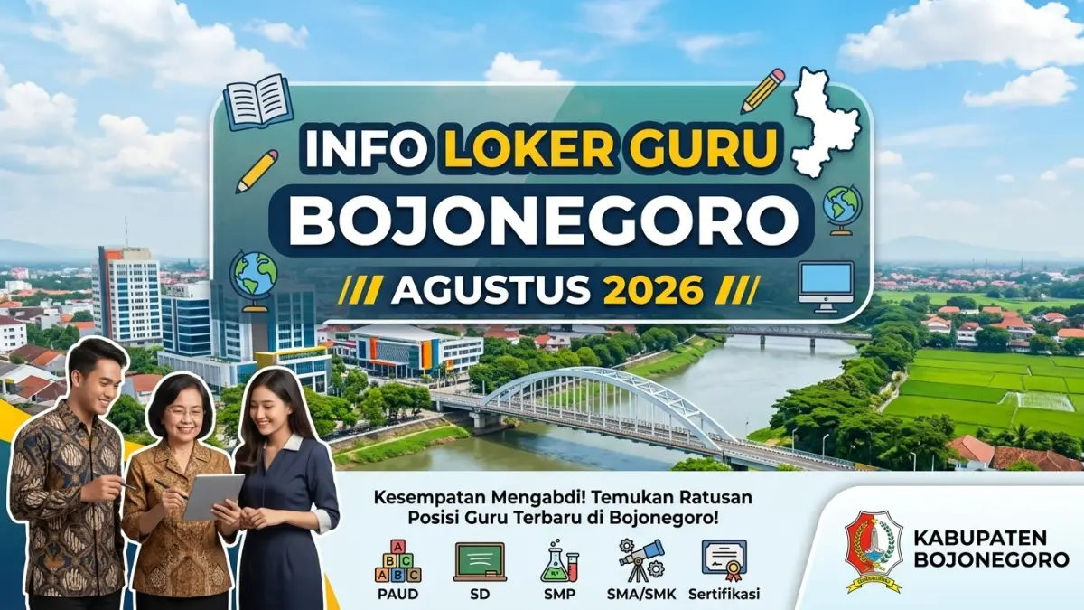 LOKER GURU: Cek daftar lowongan kerja guru di Bojonegoro Agustus 2026. (GEMINI AI/RADAR BOJONEGORO)