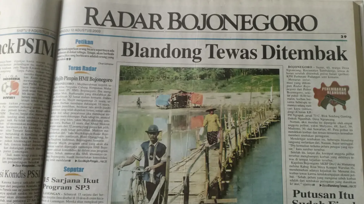 KASUS PENEMBAKAN: Desa Ngrancang, Kecamatan Tambakrejo, tewas di hutan setelah ditembak &nbsp;polhut KPH Perhutani Padangan pada Sabtu (9/8/2003). (ARSIP RADAR BOJONEGORO)
