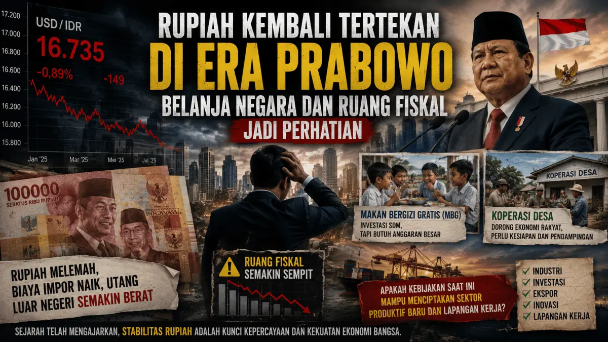 Ilustrasi rupiah tertekan di era Prabowo