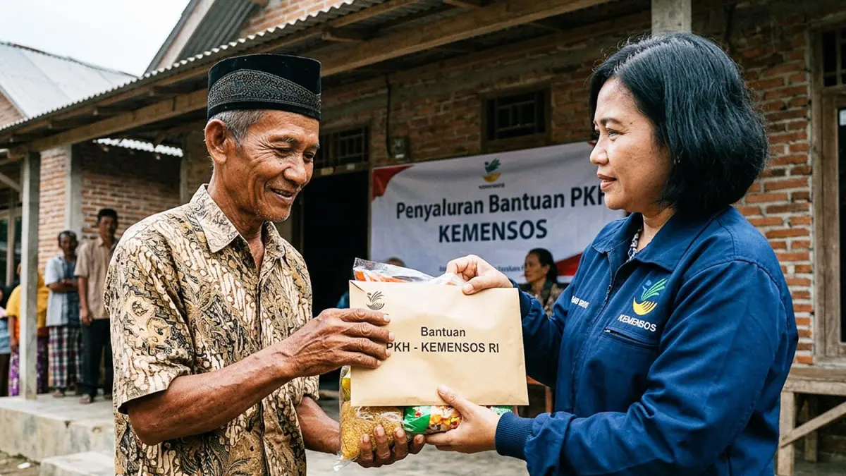 Ilustrasi seorang penerima manfaat program bantuan dari kemensos. (GEMINI AI/ANDHIKA FERIAWAN/RADAR BOJONEGORO)