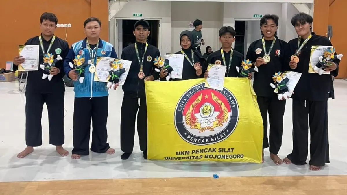 PRESTASI: Gemilang di Kejurnas Pagar Nusa 2026, pesilat Unigoro sabet tujuh medali dan gelar pesilat terbaik nasional. (UNIGORO FOR RADAR BOJONEGORO)