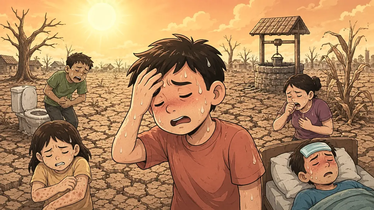 Ilustrasi gangguan kesehatan yang diakibatkan oleh El Nino. (AI/RADAR BOJONEGORO)
