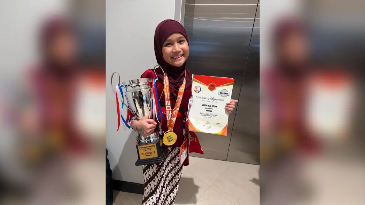 MENDUNIA: Janitra Alka Gayatri &nbsp;berhail meraih Gold Medals International Equlibrium&nbsp; Science Olympiad 2026 (ISTIMEWA/RADAR BOJONEGORO)