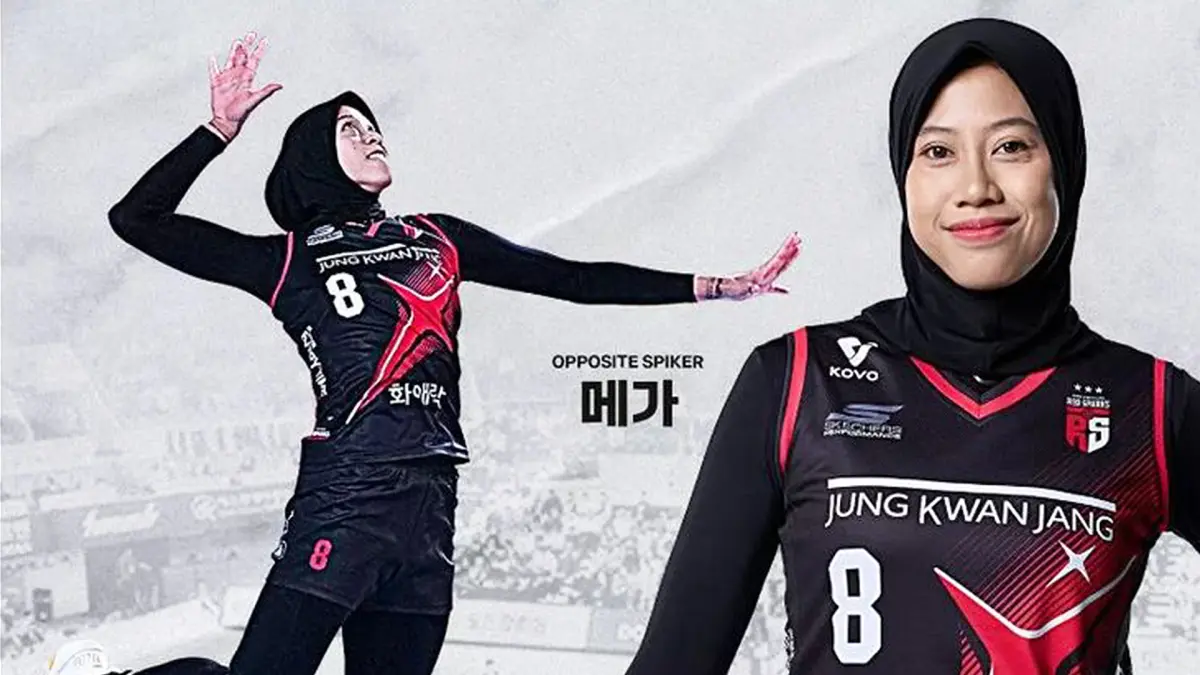 Megawati Hangestri di musim kompetisi 2024/2025 bersama Red Spark. Kali ini Megatron melanjutkan karirnya bersama Hyundai Hillstate untul Liga Kore Selatan musim 2026/2027. (PINTEREST/ANDHIKA FERIAWAN/RADAR BOJONEGORO)