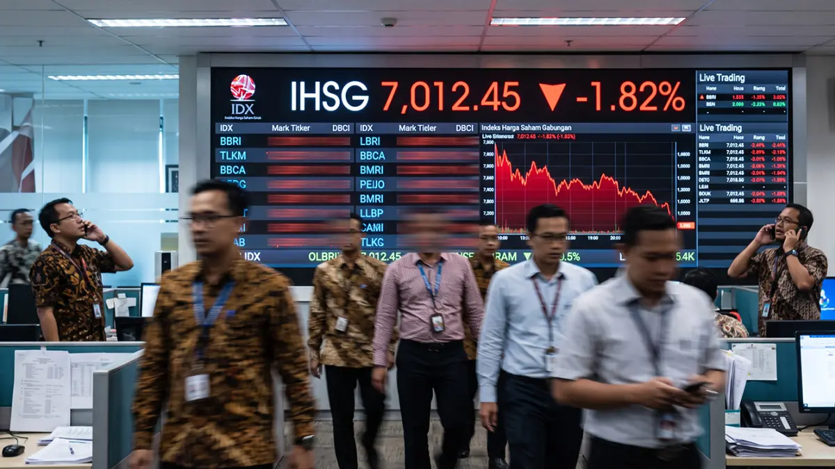 Ilustrasi IHSG yang sedang turun. (AI/GEMINI)