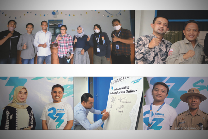 Foto atas dari kiri: Pertamina EP Cepu, KPU Bojonegoro. Foto Bawah Dari kiri: Ketua Forum IKM Jatim, Dosen Unigiri, Kepala Desa Tikusan. (Tim RDR.BJN)