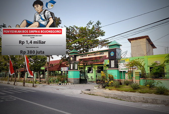 PENGUSUTAN BOS: Gedung SMPN 6 Bojonegoro menjadi sorotan kejari setempat terkait dugaan korupsi anggaran BOS 2020. Sejumlah pimpinan dan staf sudah menjalani pemeriksaan di kejari. (M. Irvan Ramadhon/RDR.BJN)
