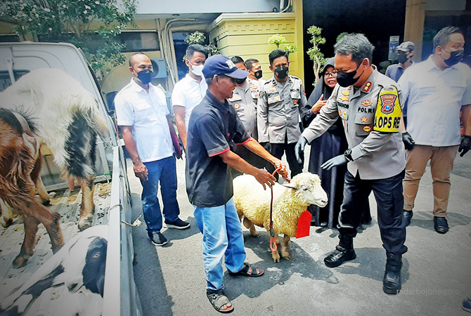 BARANG BUKTI: Kambing hasil curian yang dijadikan barang bukti dari hasil Operasi Semeru 2022. (M. GAMAL A/RDR.LMG)