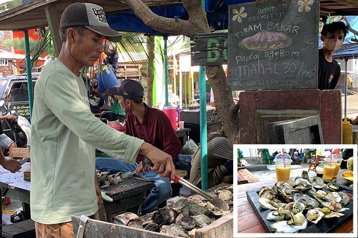 Tiram bakar yang asyik dinikmati dengan view Pantai Ngebum, Kabupaten Kendal.