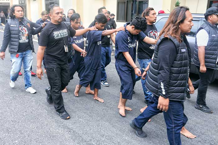 Para pelaku pengeroyokan yang menewaskan Eko Ahmat Ariyadi yang sudah berhasil ditangkap jajaran Polrestabes Semarang.