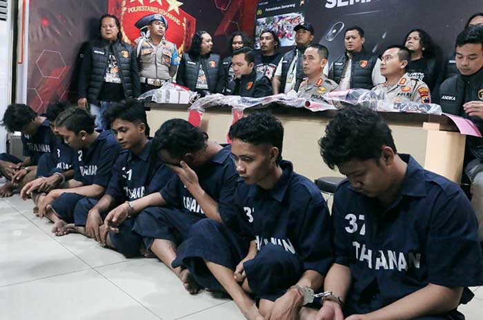 Para pelaku pengeroyokan yang menewaskan Eko Ahmat Ariyadi yang sudah berhasil ditangkap jajaran Polrestabes Semarang.
