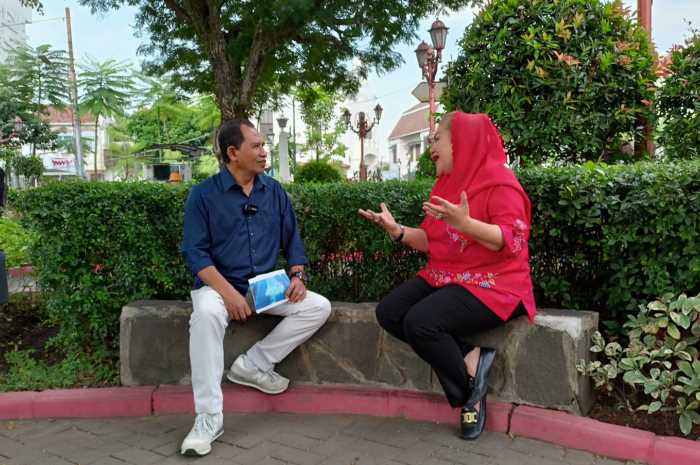 Wali Kota Semarang Hevearita Gunaryanti Rahayu saat menjalani proses shooting program Jawa Pos TV dengan presenter Baehaqi.