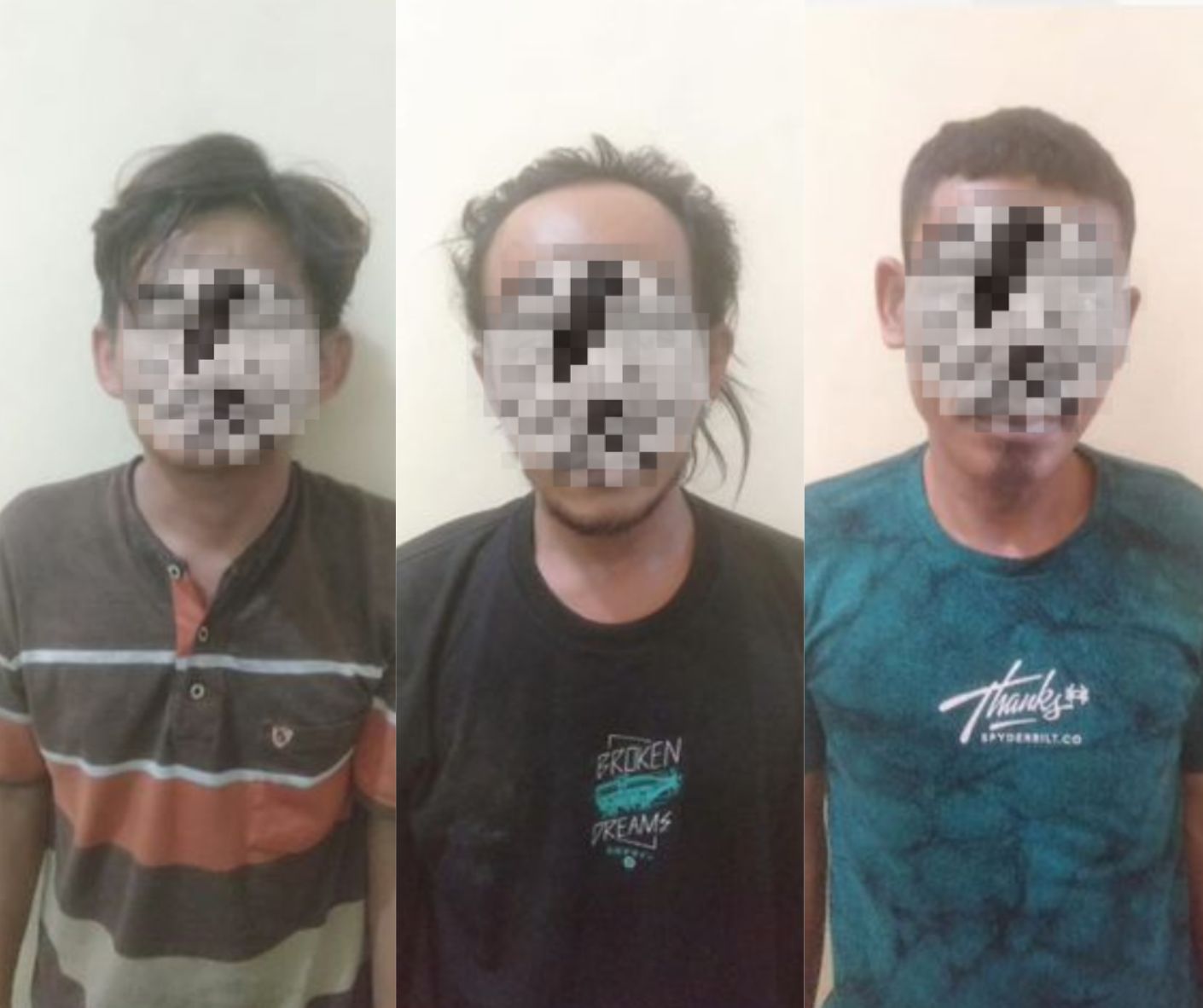 Ketiga pelaku usai diamankan Polres Pekalongan
