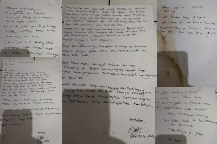 Surat berisi pesan yang ditemukan di kamar kos korban yang diduga bunuh diri.