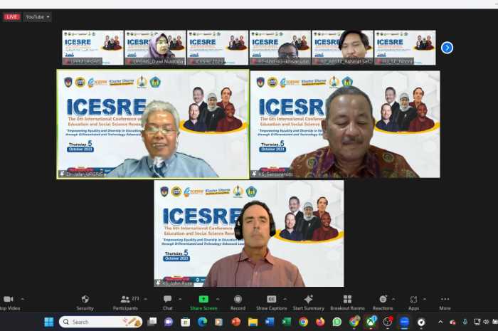 Para peserta memaparkan jurnal pada gelaran International Conference on Education and Social Science Research (ICESRE) secara daring.&nbsp;