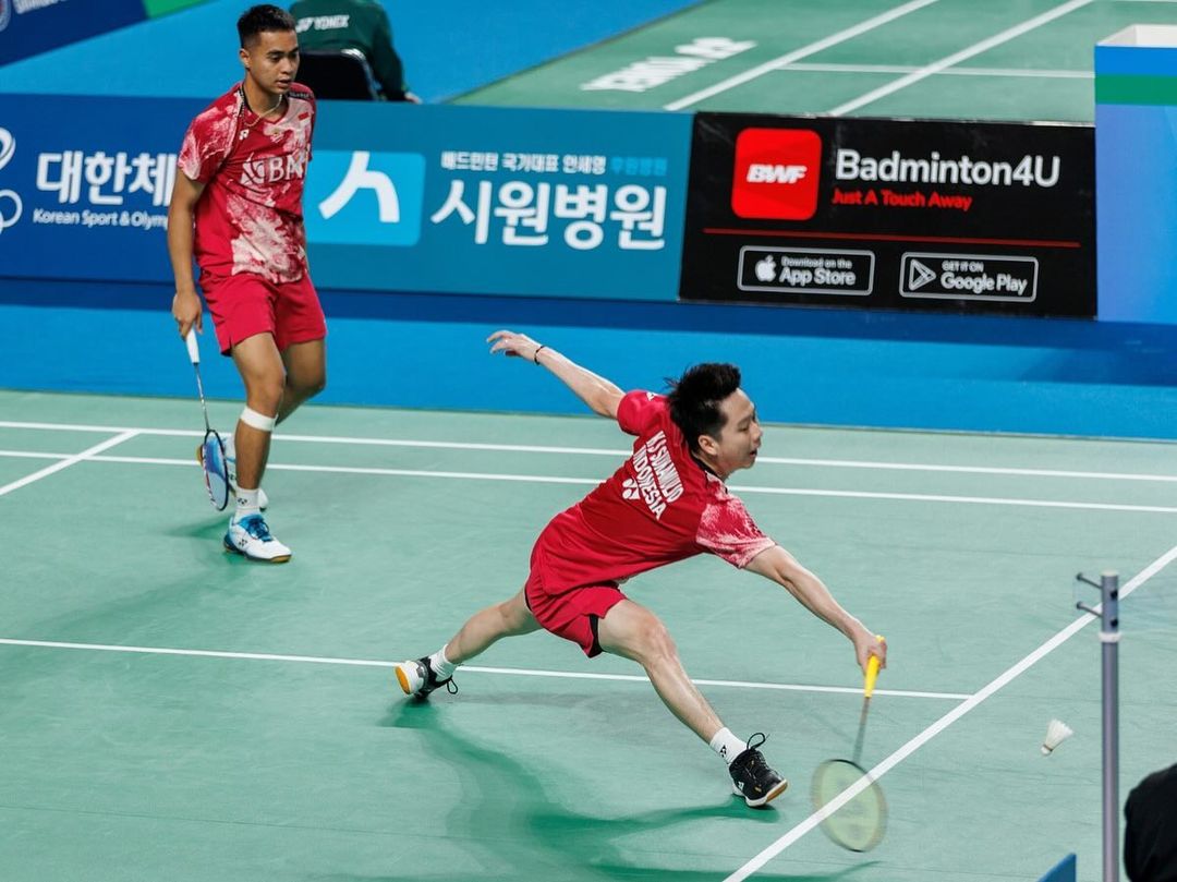 Debut pertama pasangan Kevin Sanjaya/Rahmat Hidayat  di Round 32 Korea Master 2023