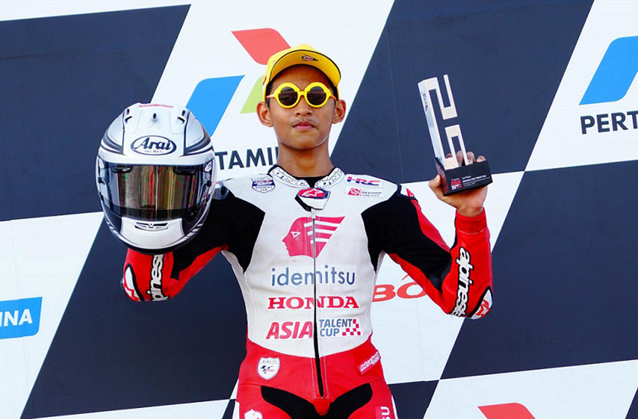 Veda Ega Pratama Saat Meraih Podium Asia Talent Cup Seri Mandalika