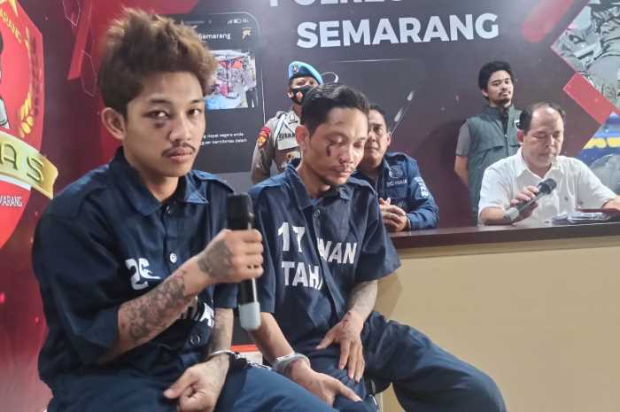 Fikka Yuliantoko dan Febry Yuliantoko ketika dimintai keterangan di Mapolrestabes Semarang. M Hariyanto/Jawa Pos Radar Semarang