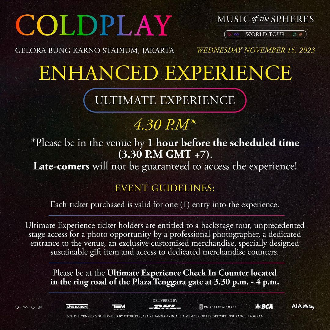 Jadwal masuk gate bagi pemegang tiket konser Coldplay Jakarta 2023