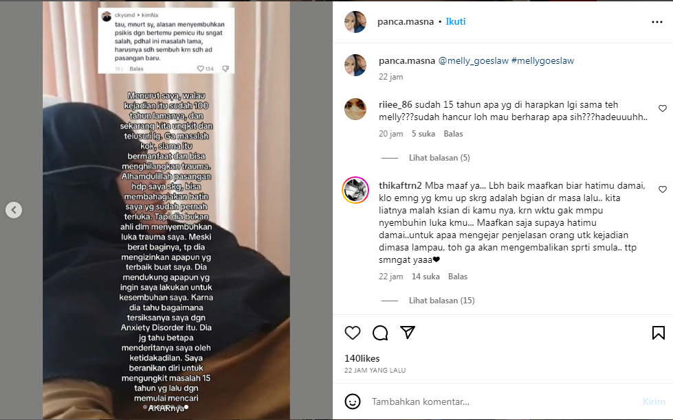 Tangkapan layar Instagram Masnawati Mas