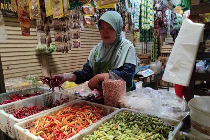 Pedagang Pasar Bintoro nyaman berjualan di dalam pasar. (Wahib&nbsp;Pribadi/Jawa Pos Radar Semarang)