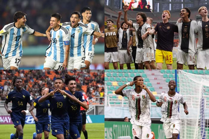 Empat negara yang lolos Semifinal Piala Dunia U-17 2023 FIFA; Argentina, Jerman, Prancis, dan Mali.