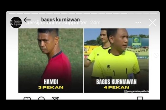 Tangkapan layar postingan Mantan Wakil Ketua Satgas Anti Mafia Bola Krishna Murti di Instagram.
