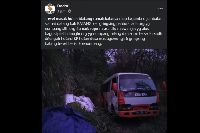 Travel minibus asal Jatim yang tersesat ke dekat Gunung Gandul alas roban Batang, pada Okotober 2020.