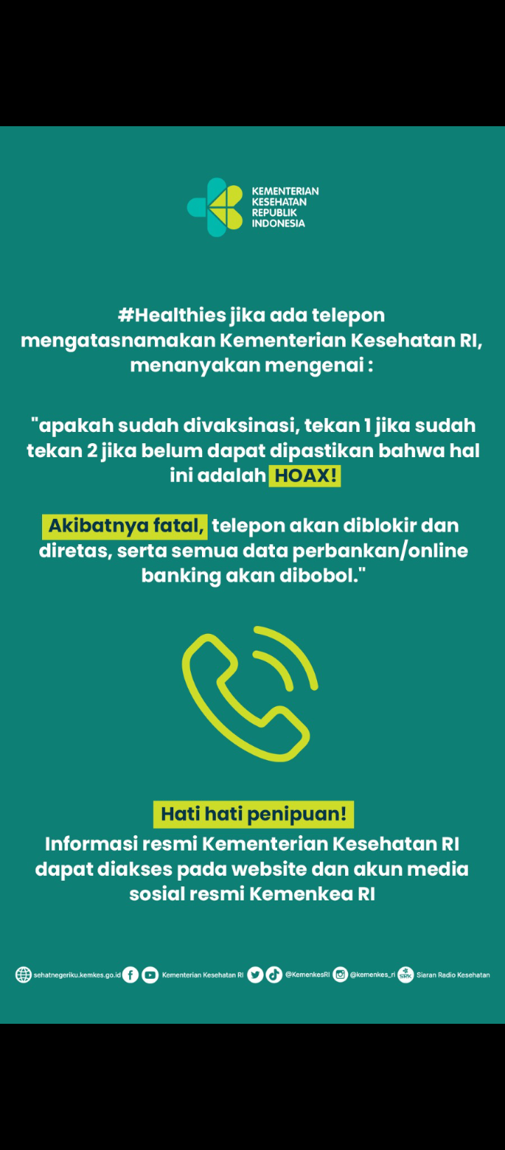 Himbauan tentang Modus Penipuan dari Kementerian Kesehatan RI