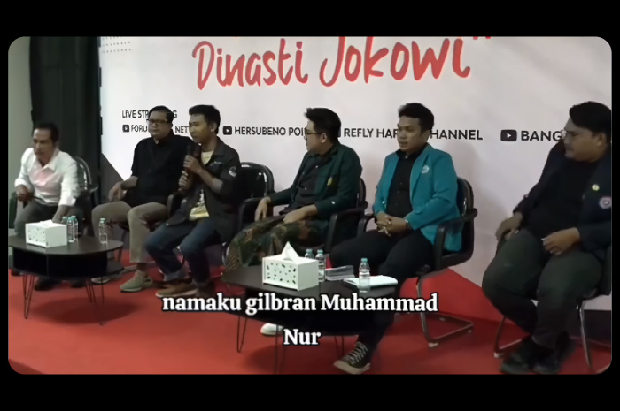 Ungkapan ketua BEM UGM di sebuah panggung dalam video yang beredar di media sosial X.
