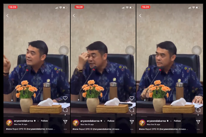 Tangkapan layar video viral ucapan kontroversial Senator Bali, Arya Wedakarna.
