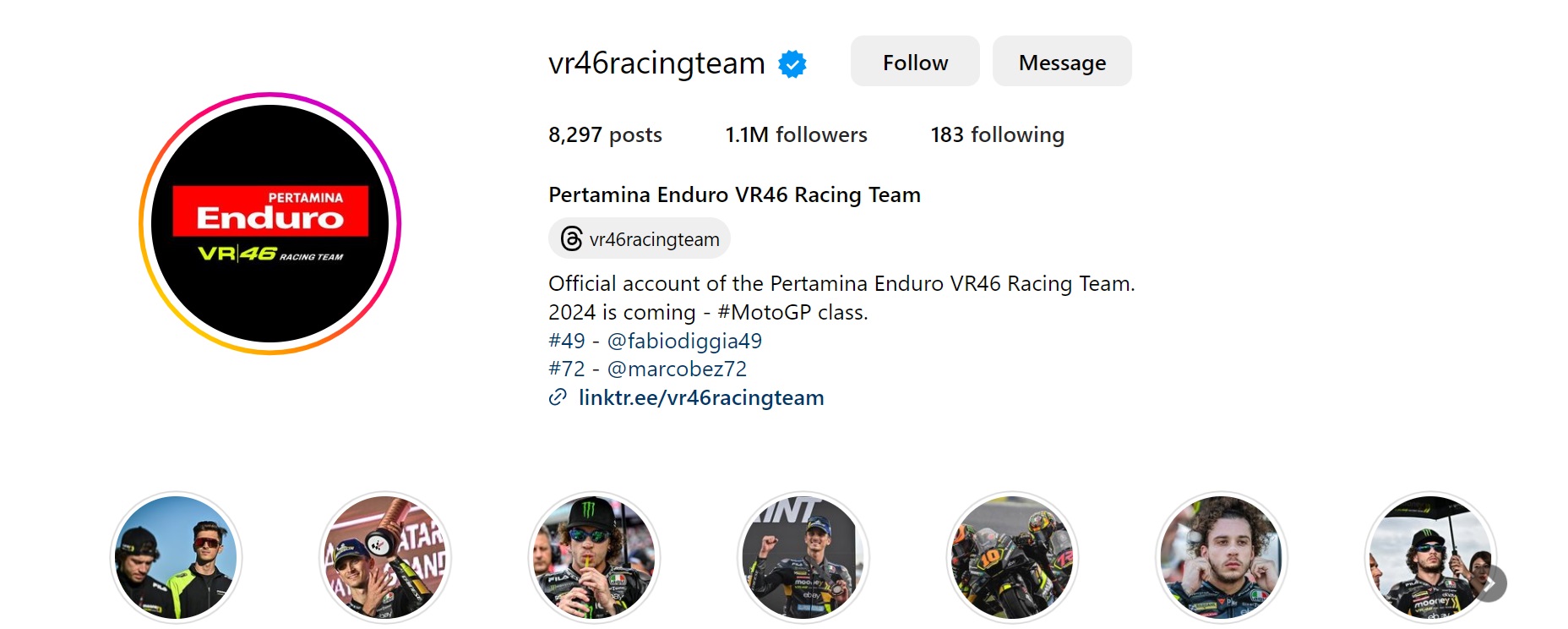 Tampilan Terbaru Instagram Tim VR46
