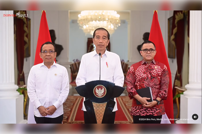 Presiden Indonesia Joko Widodo (Jokowi) saat berpidato memberikan pesan terkait pendaftaran CPNS 2024.