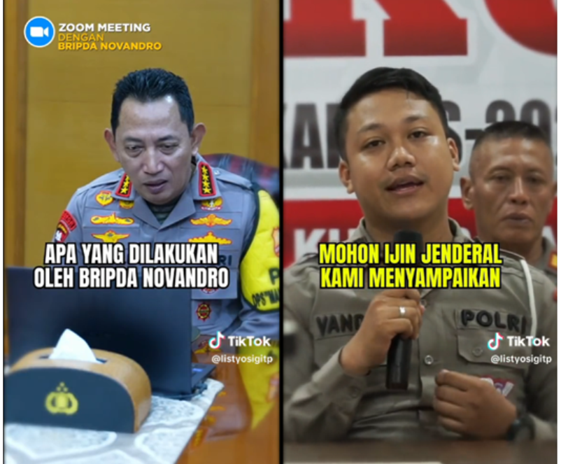 Kapolri Listyo Sigit Prabowo hadiahi Bripda Novandro motor baru, atas aksi terpujinya ganjal bus gagal nanjak (TikTok @listyosigitp)